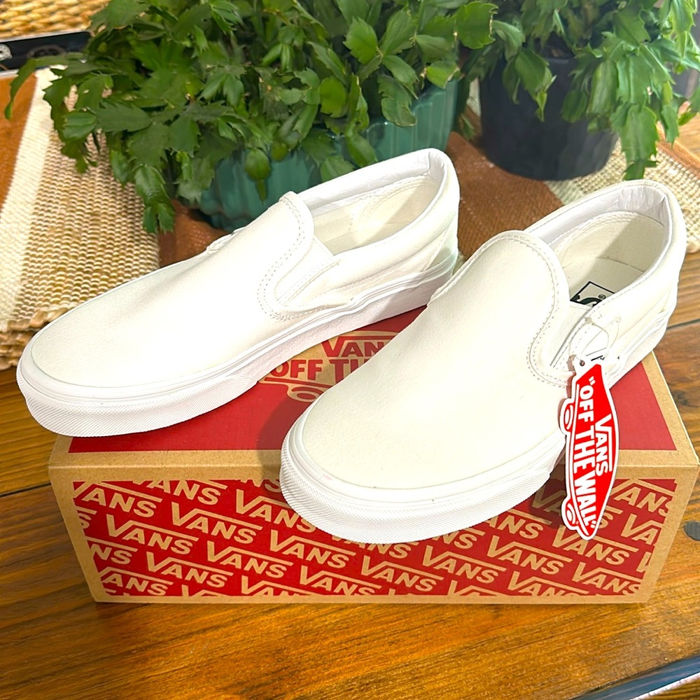 White Slip on VANS